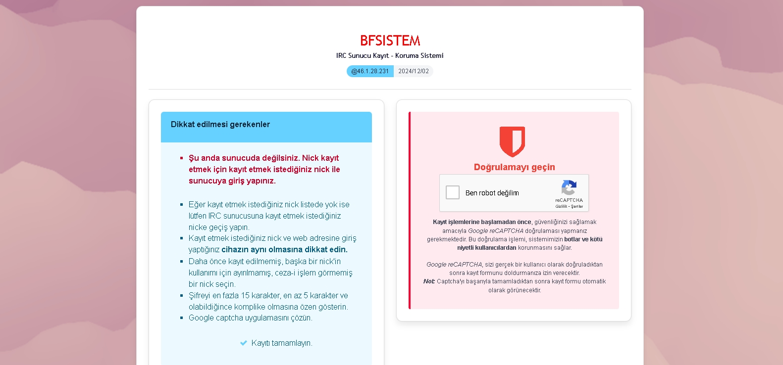 IRCServices - Web kay�t modulu / C - PHP